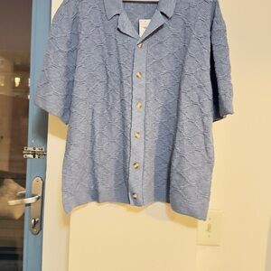 American Eagle Outfitters Blue Textured Men's Shirt